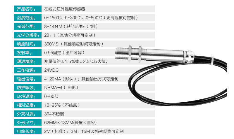 米科MIK-AL-10工业在线红外测温仪产品参数