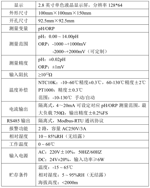 MIK-PH6.0在线ph计产品参数