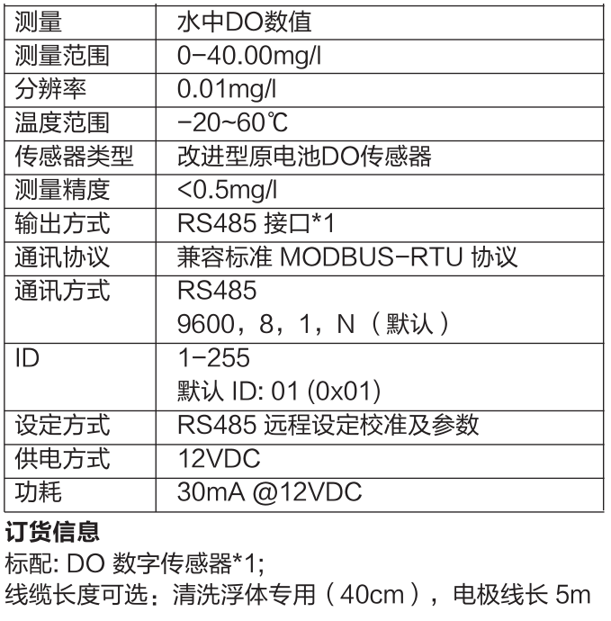 米科MIK-DO-7013数字式膜法溶解氧电极产品参数